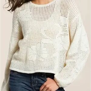 Z Supply Cream Crochet Knit Yael Sweater